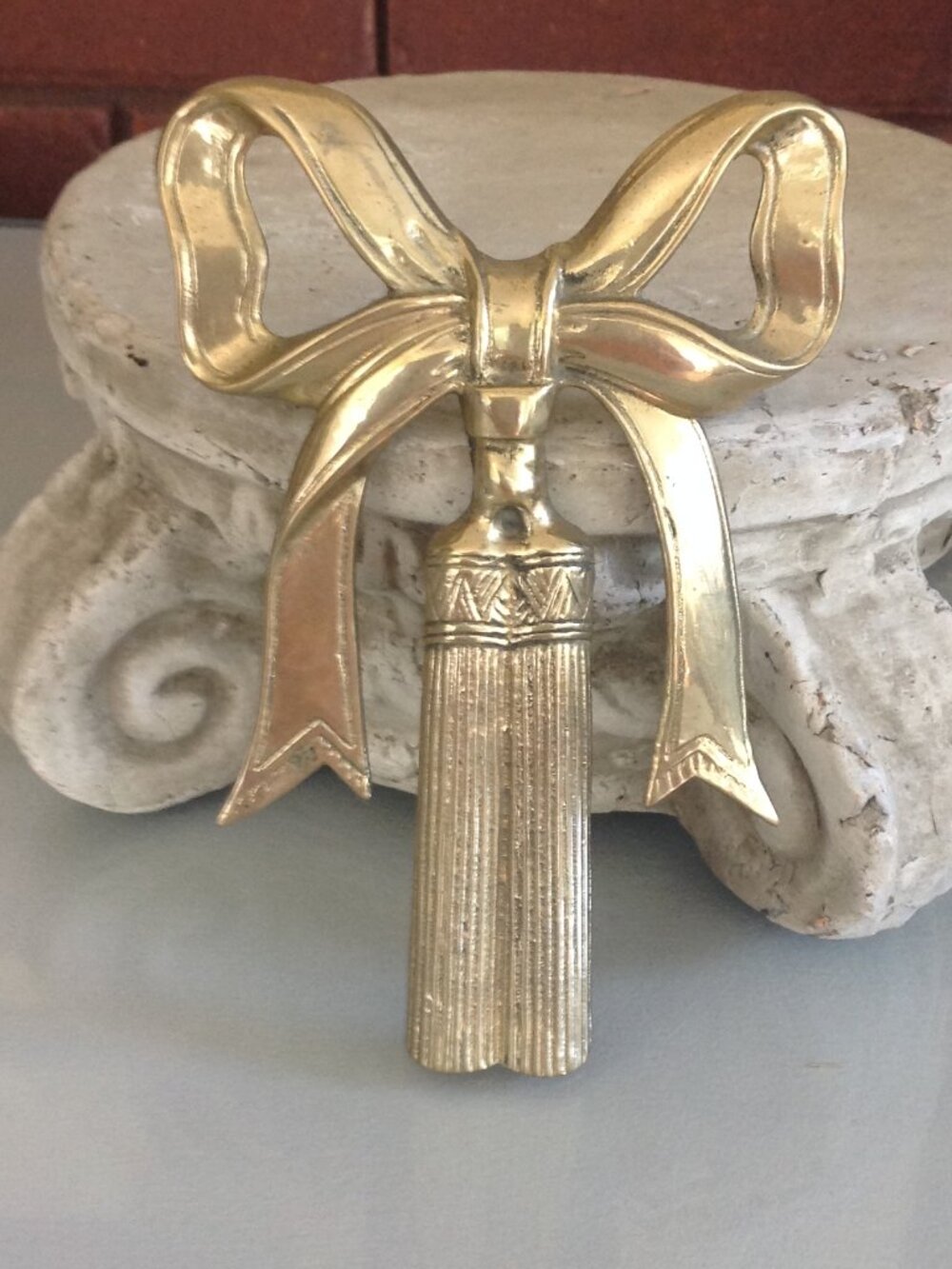 Vintage Solid Brass Bow & Tassel Home Decor Accent